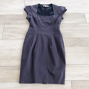 Reiss Cap Short Sleeve Purple Sheath Dress